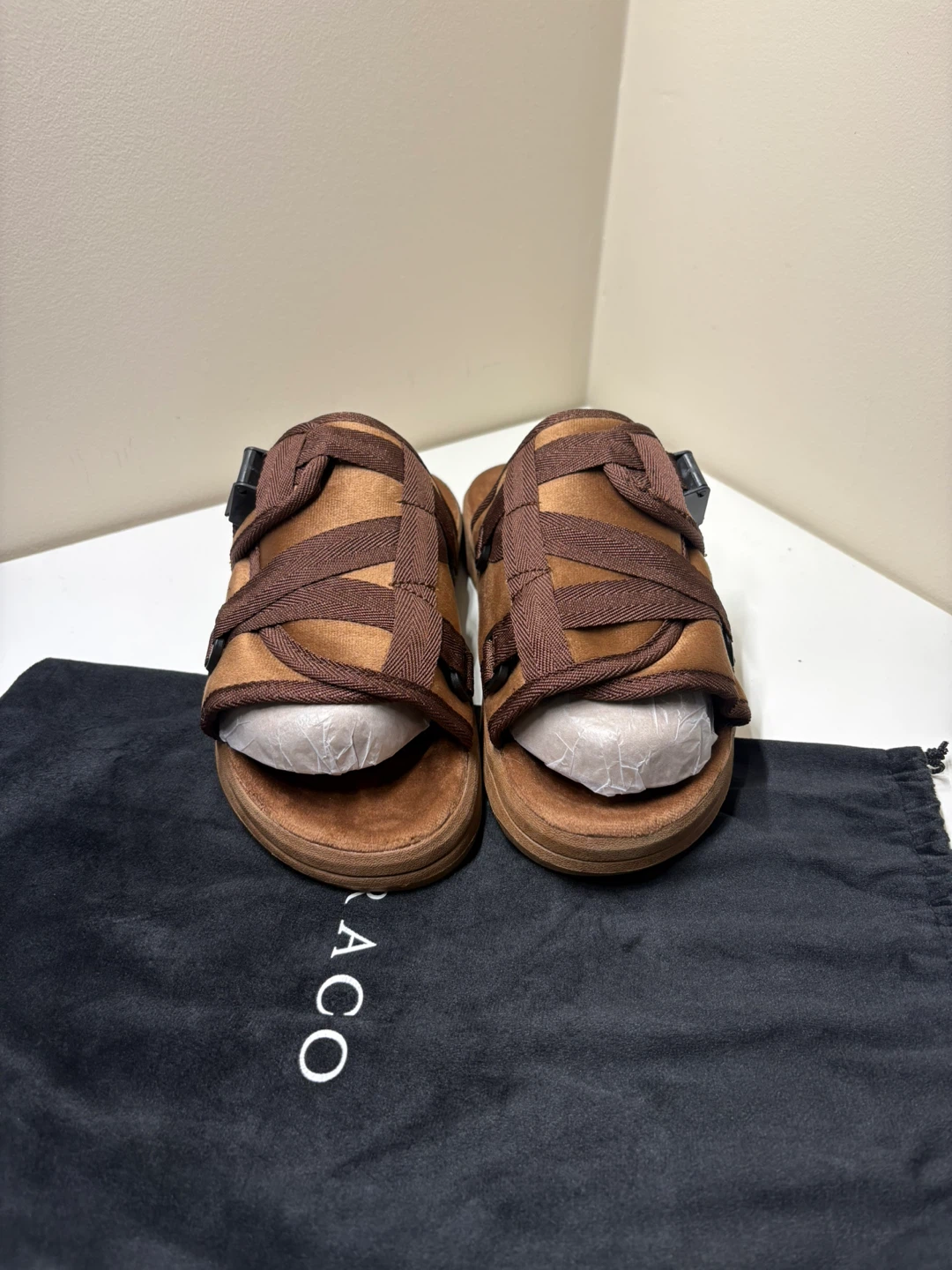 Draco Brown Strap Slides - photo 2