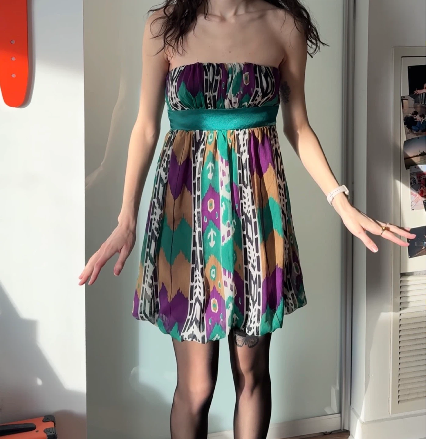 Vintage Strapless Dress | Size S