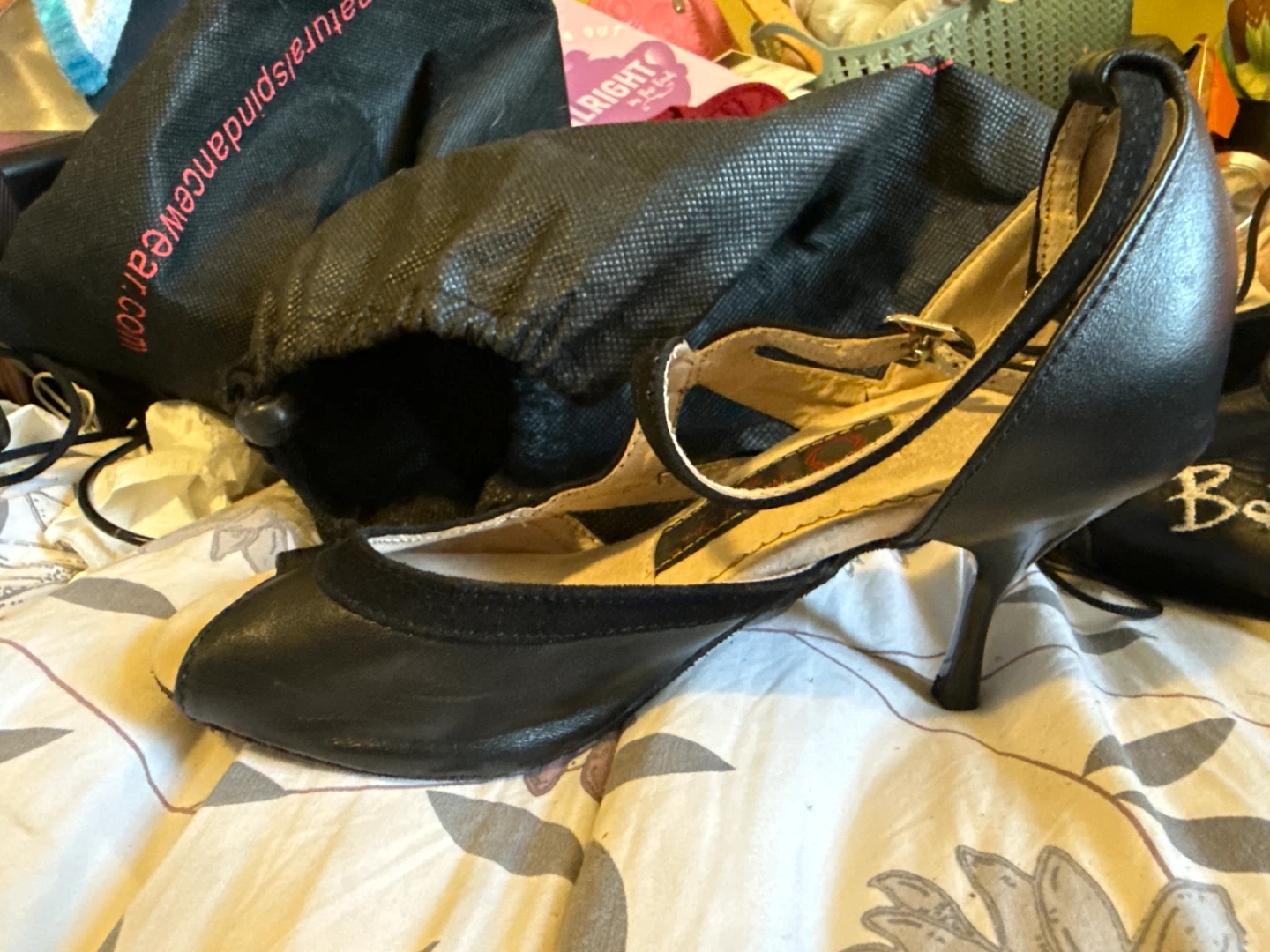 Black Dance Heels with Ankle Strap