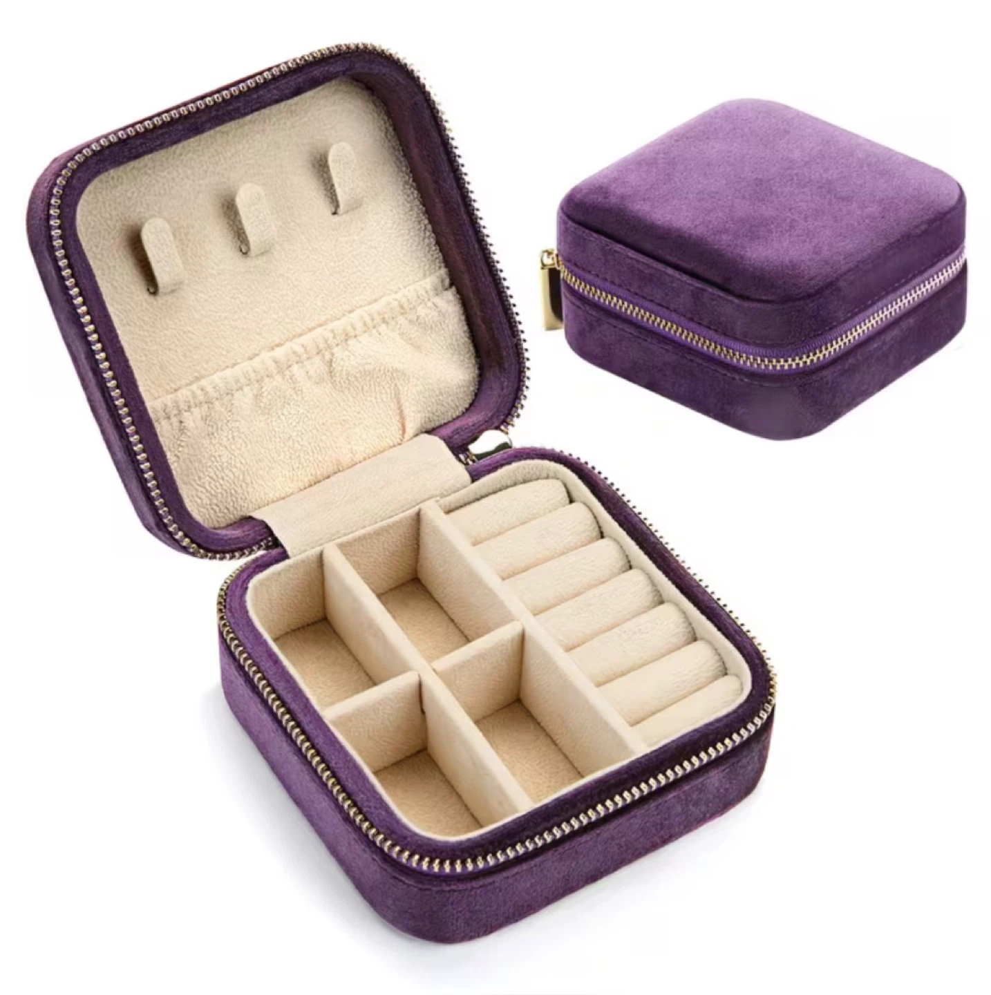 Purple Velvet Jewelry Box Organizer