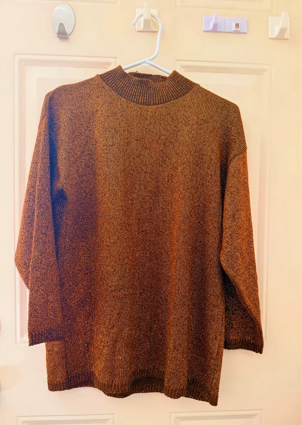 Sparkly Brown Knit Sweater and Skirt Set.  Size M