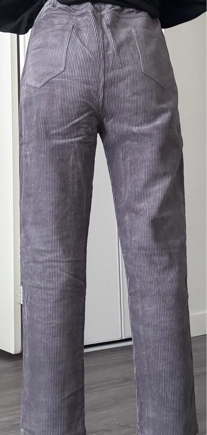 Grey Corduroy Pants with Drawstring Waist - photo 2