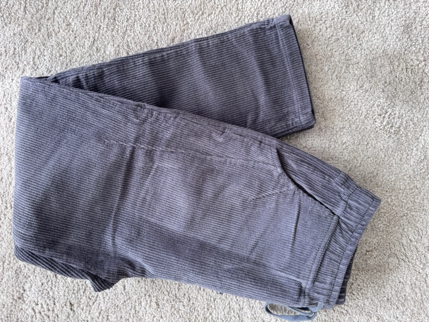 Grey Corduroy Pants with Drawstring Waist - photo 3