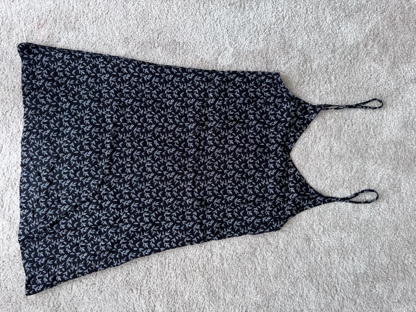 Black & White Leaf Print Camisole Dress