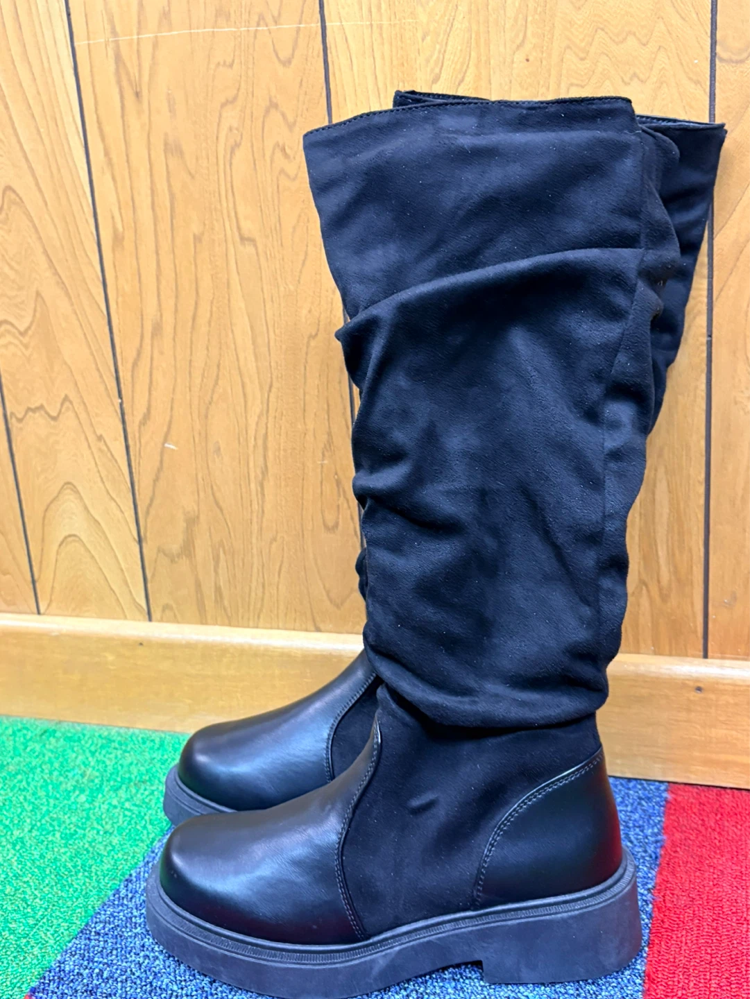 Black Suede Ruched Tall Boots - photo 2