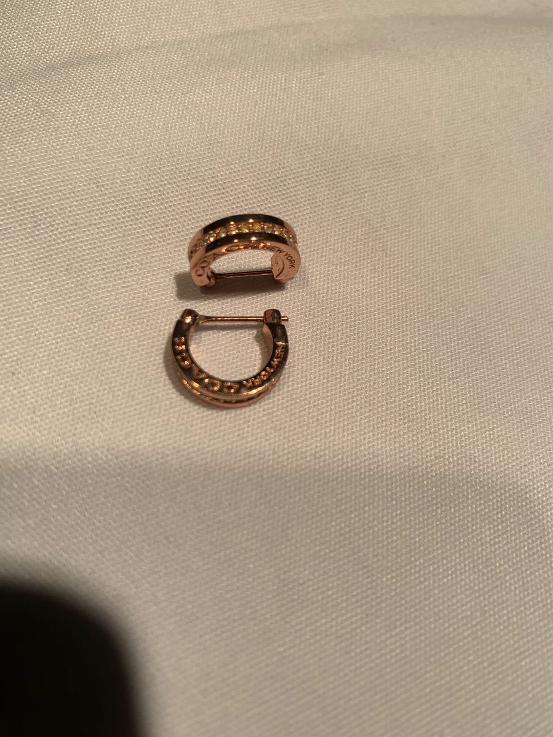 Coach Rose Gold Tone with crystals Hoop Earrings