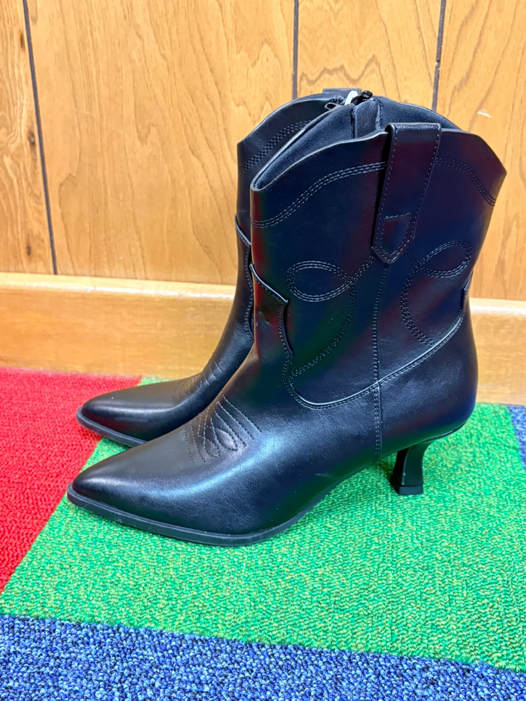 Black Western Style Ankle Boots