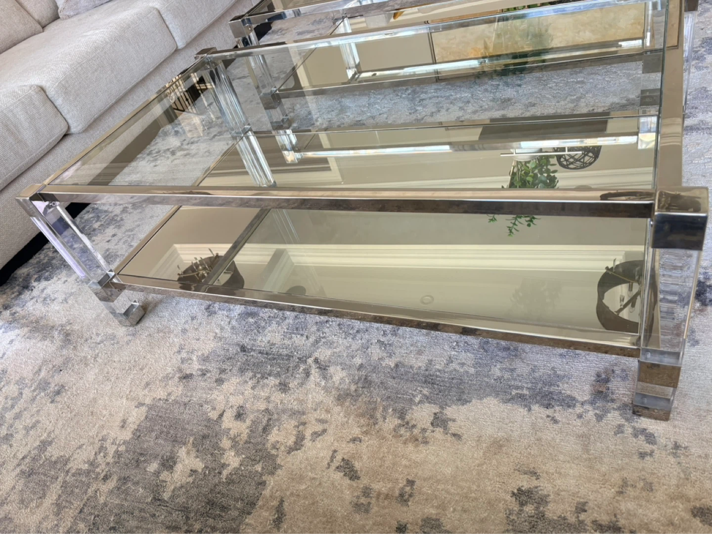 Glass and Mirrored Coffee Table
