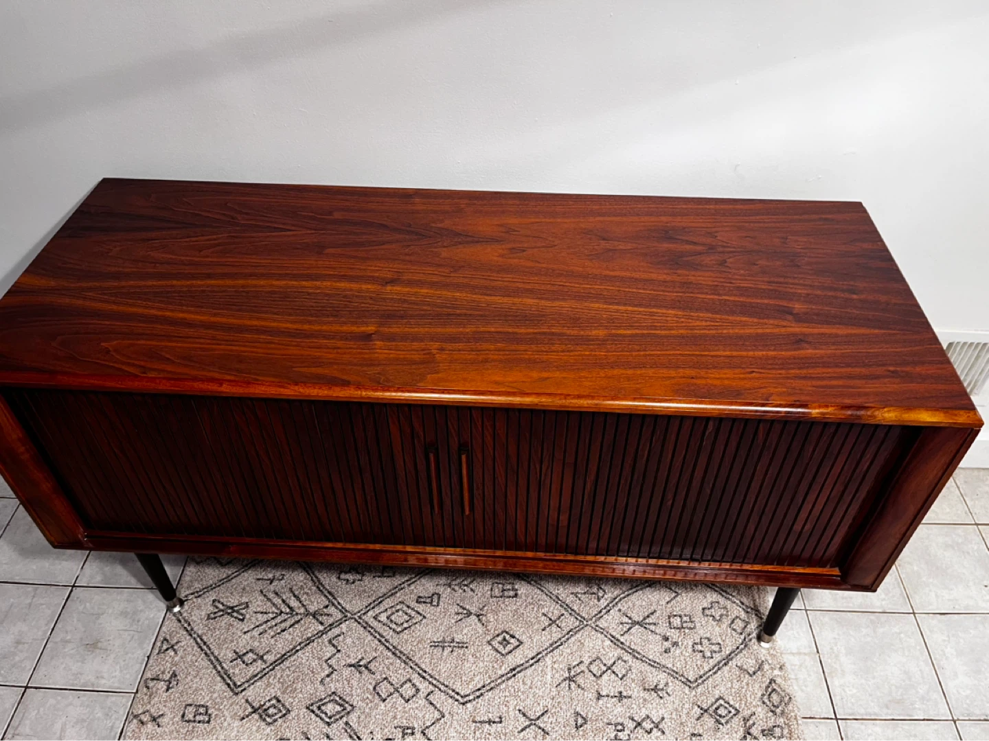 Restored Mid-Century Modern Tambour Door Rosewood Credenza - photo 3