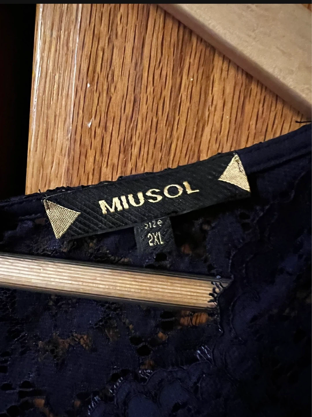 MIUSOL Women's Navy Lace V Neck Ruffle Maxi Dress Size 2XL - photo 5