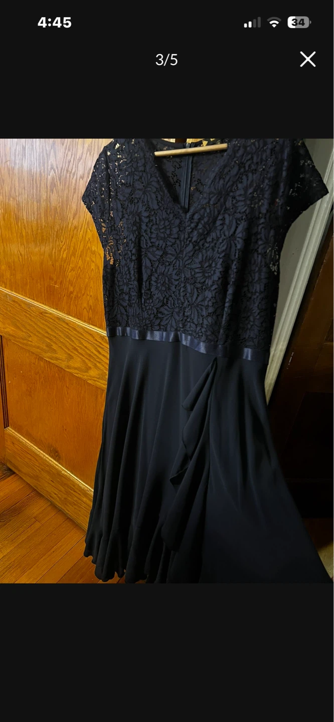 MIUSOL Women's Navy Lace V Neck Ruffle Maxi Dress Size 2XL - photo 3