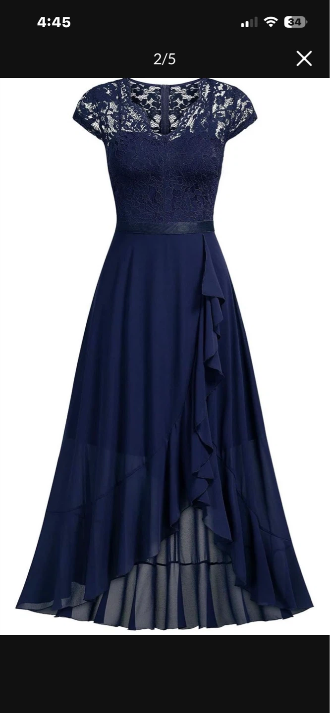 MIUSOL Women's Navy Lace V Neck Ruffle Maxi Dress Size 2XL - photo 2