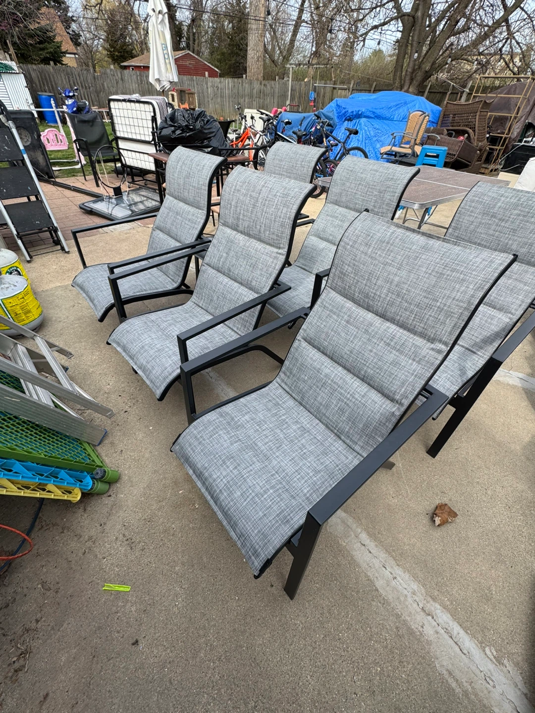Set of 6 Gray Outdoor Lounge Chairs