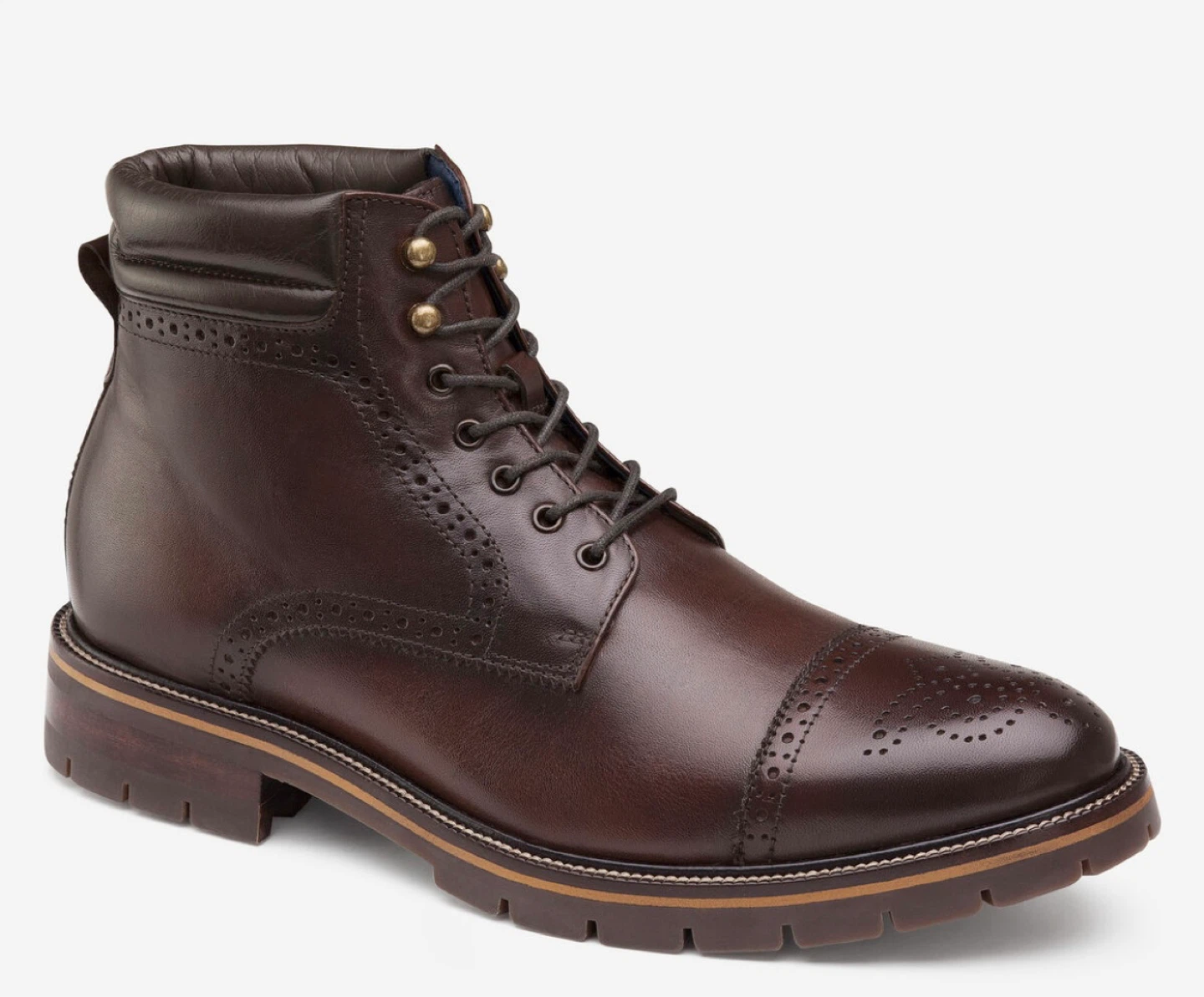 Johnston & Murphy Brown Leather Cap Toe Lace-Up Boots