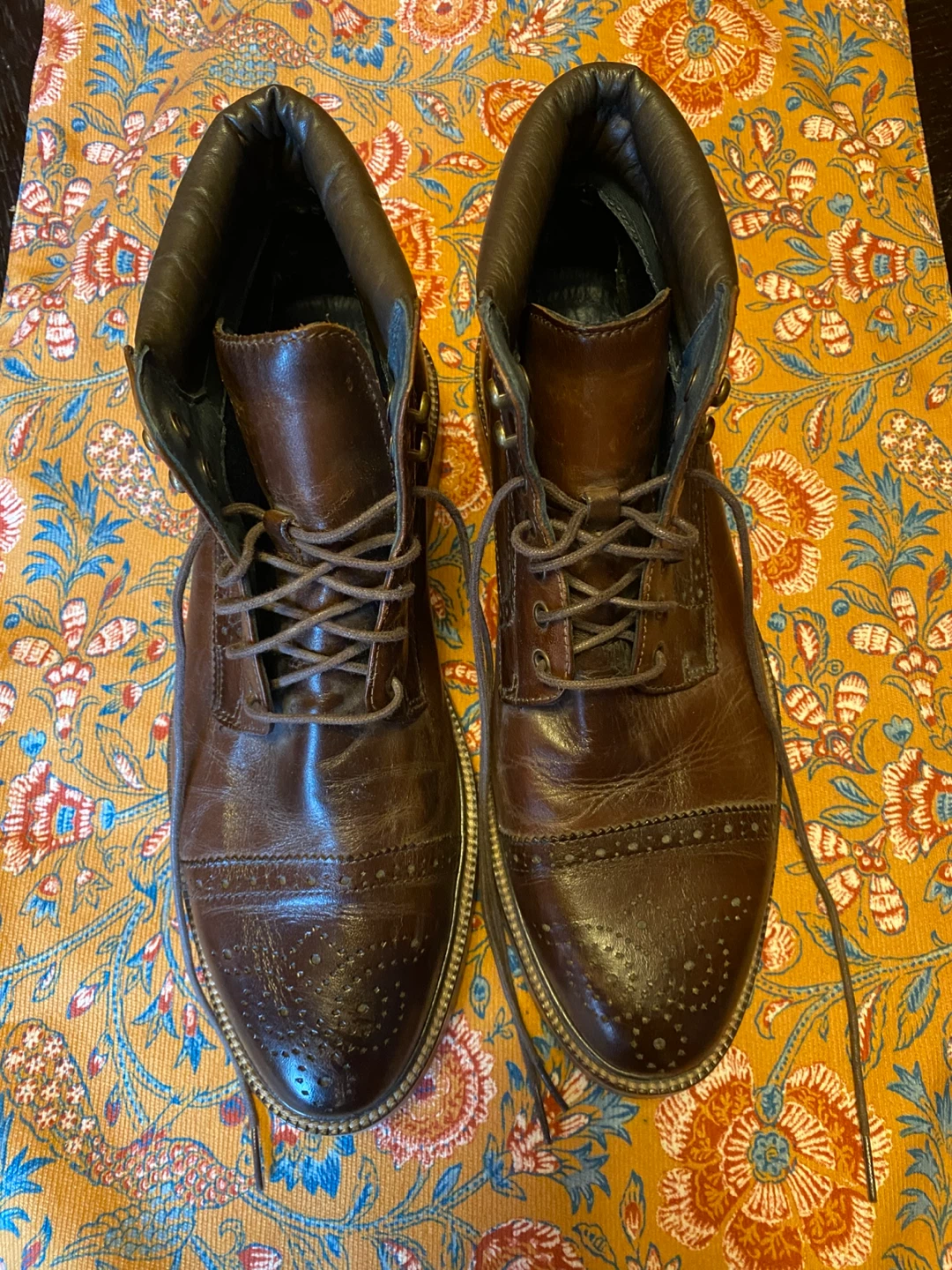 Johnston & Murphy Brown Leather Cap Toe Lace-Up Boots - photo 2
