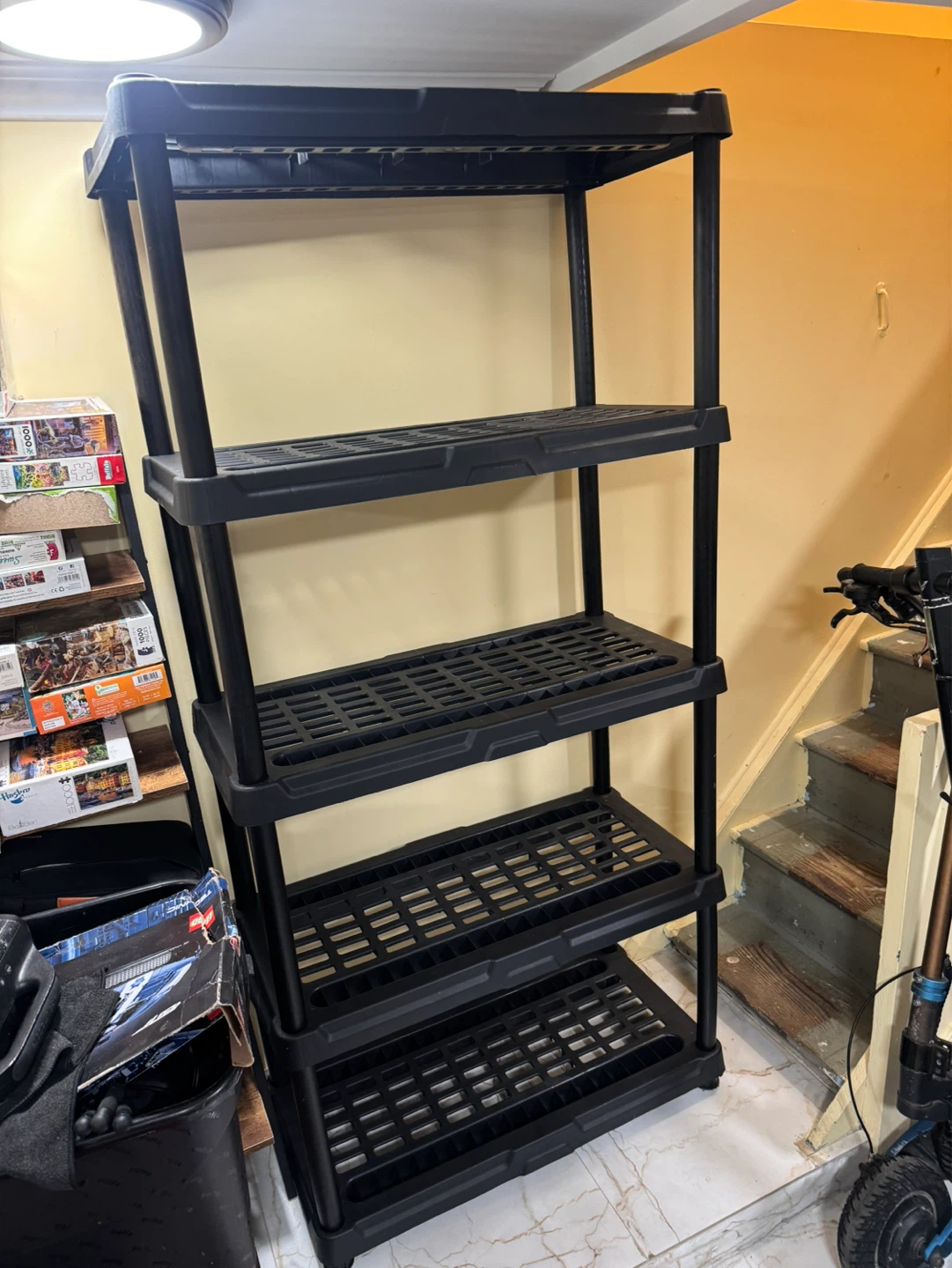 Black 5-Shelf Plastic Storage Rack
