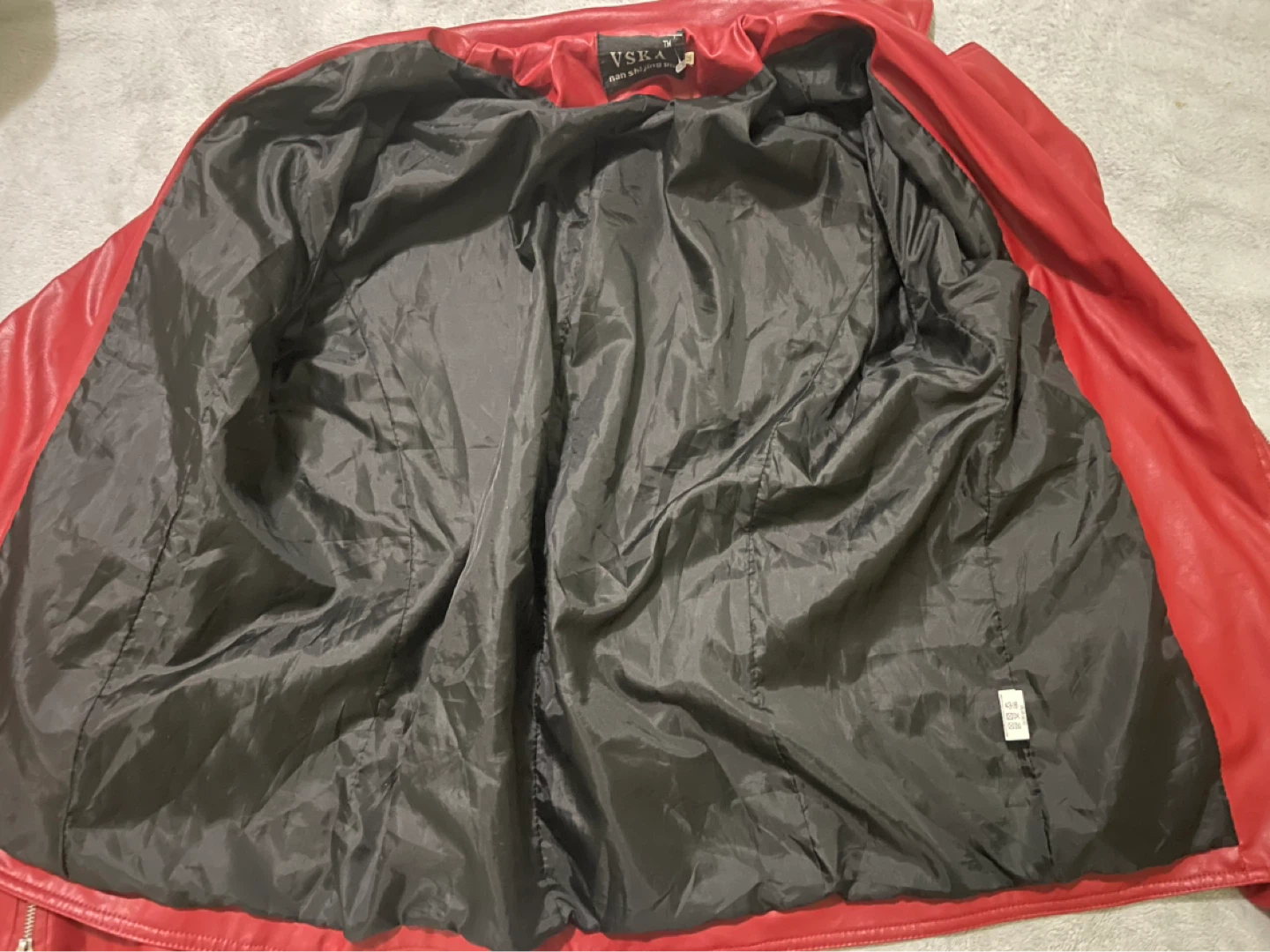 Red faux leather jacket - photo 2