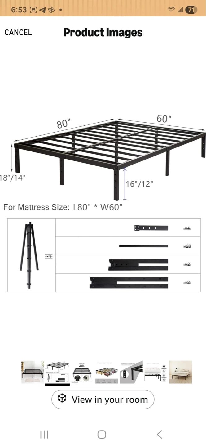 Heavy Duty Queen Size Metal Bed Frame - photo 4