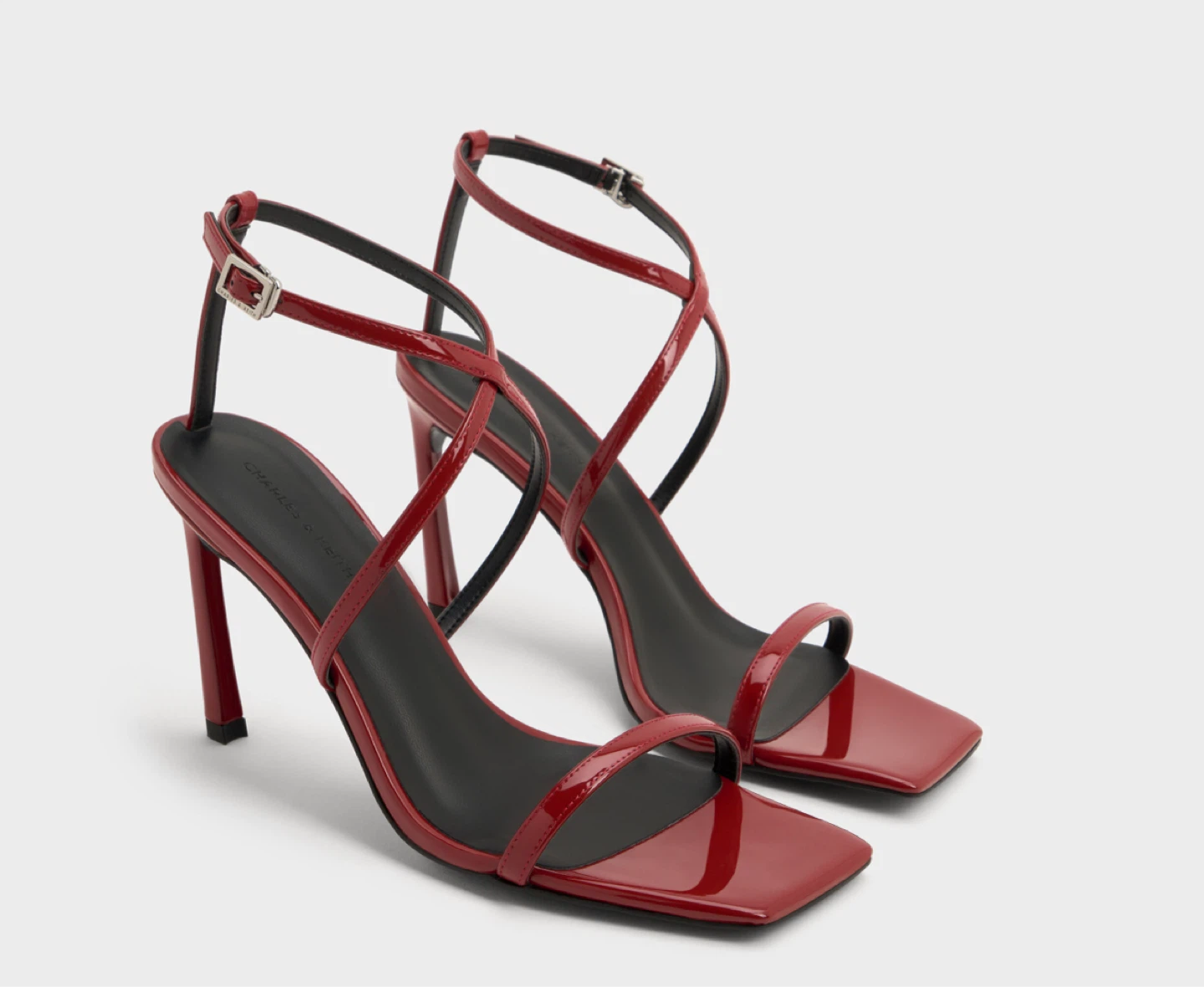 New Charles & Keith Red Strappy High Heel Sandals (never worn)
