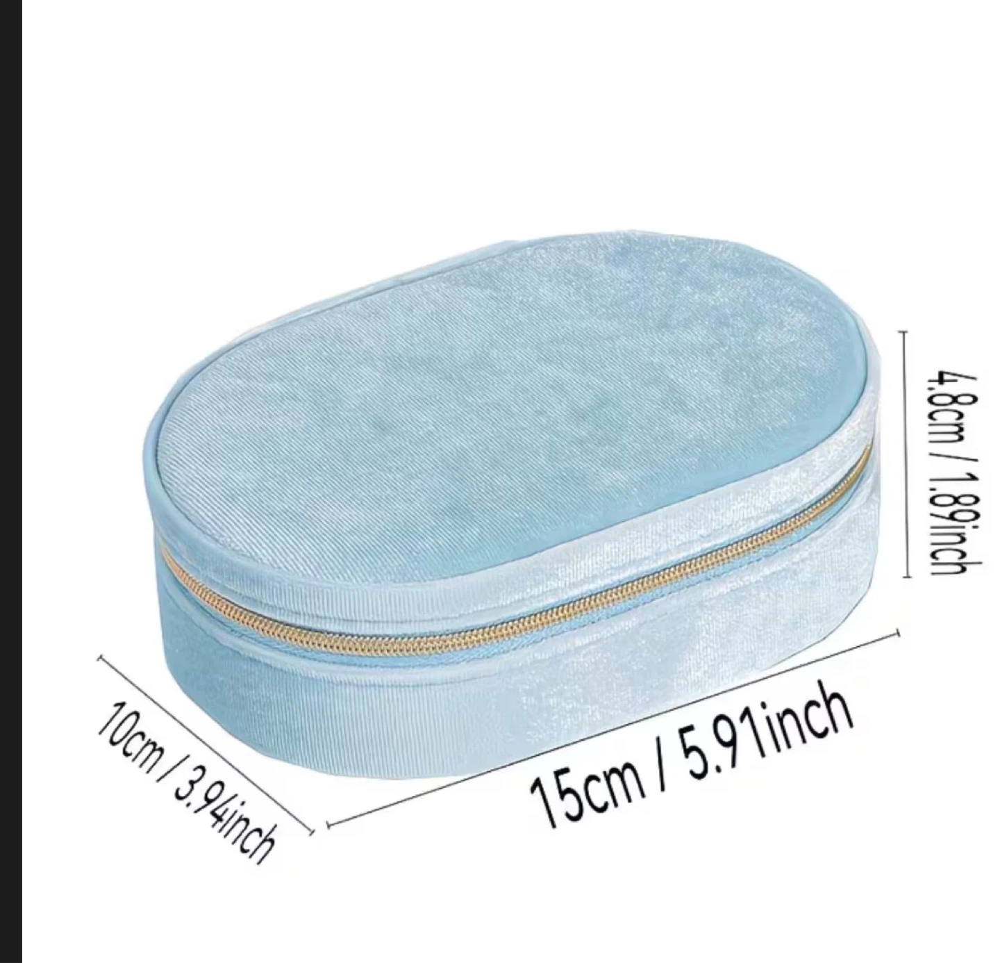 Sky blue Oval velvet jewellery box - photo 2