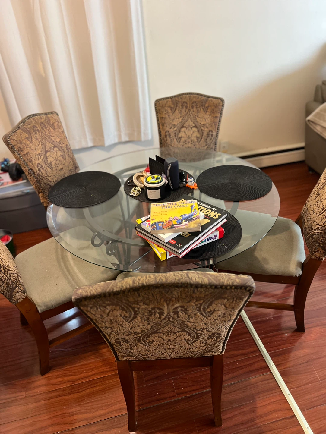 Glass top dining table