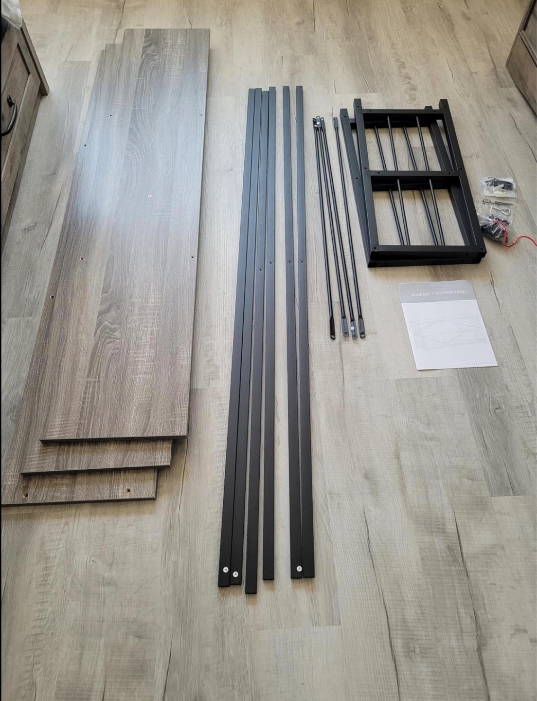3-Tier Console Table with Wood Grain Finish - photo 3