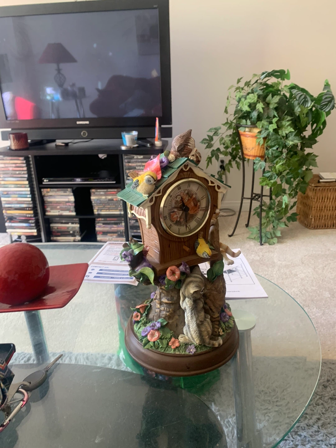 Cat and Bird Themed Decorative Clock - photo 4
