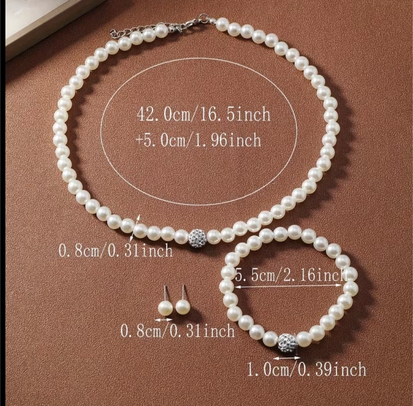 New Pearl Necklace, Bracelet & Earrings Set - photo 4