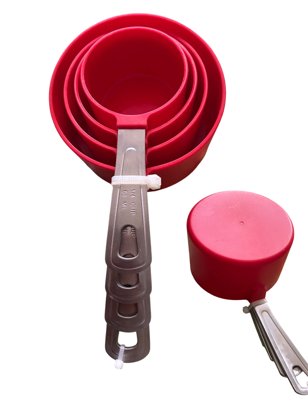 Set of 4 Red Plastic Measuring Cups