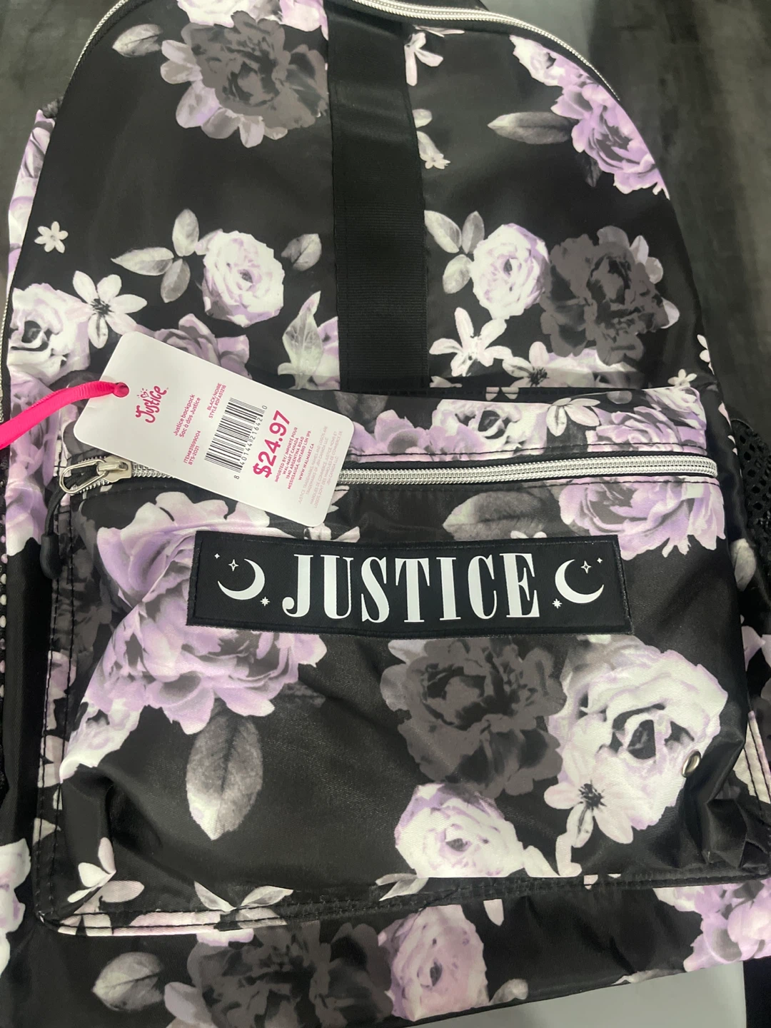 Justice Black Floral Backpack