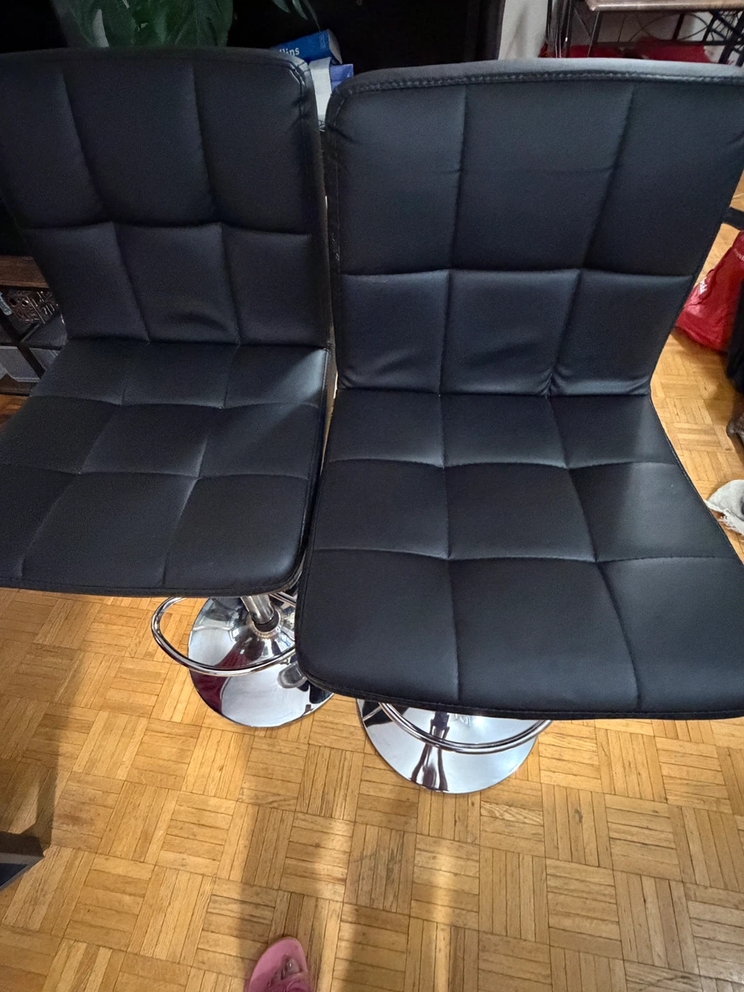 Set of 2 Black Adjustable Bar Stools - photo 2