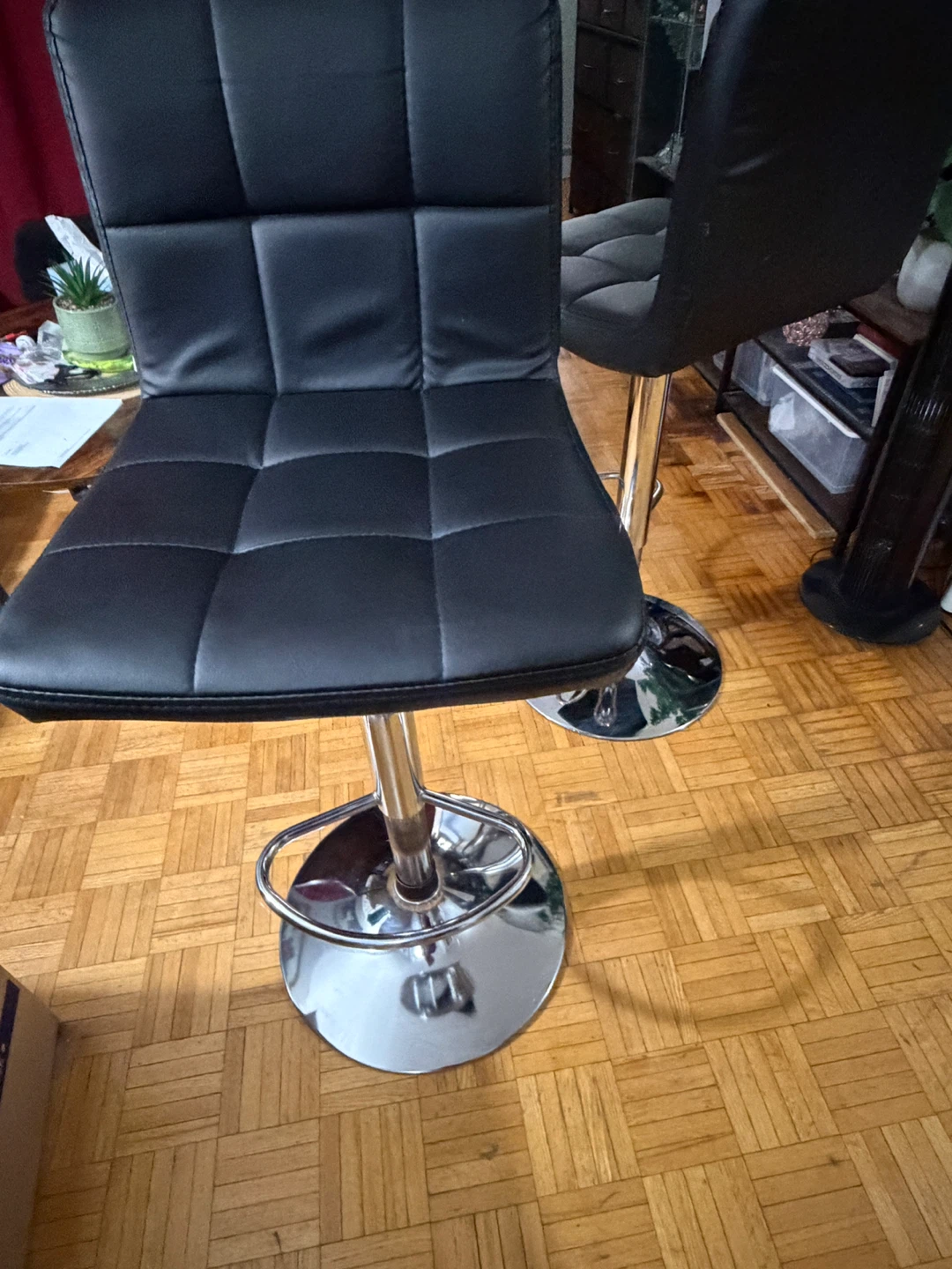Set of 2 Black Adjustable Bar Stools - photo 3
