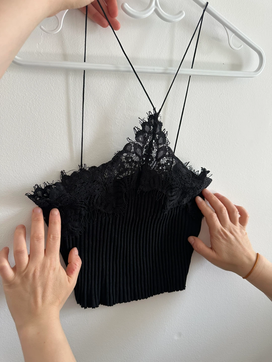 Black Lace Trim Cami Top