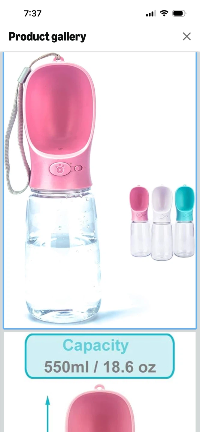 New-Vehigo Pink Portable Dog Water Bottle - 550ml