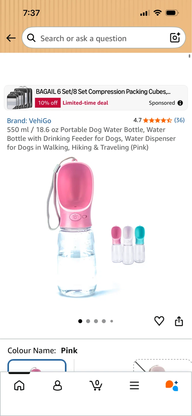 New-Vehigo Pink Portable Dog Water Bottle - 550ml - photo 2
