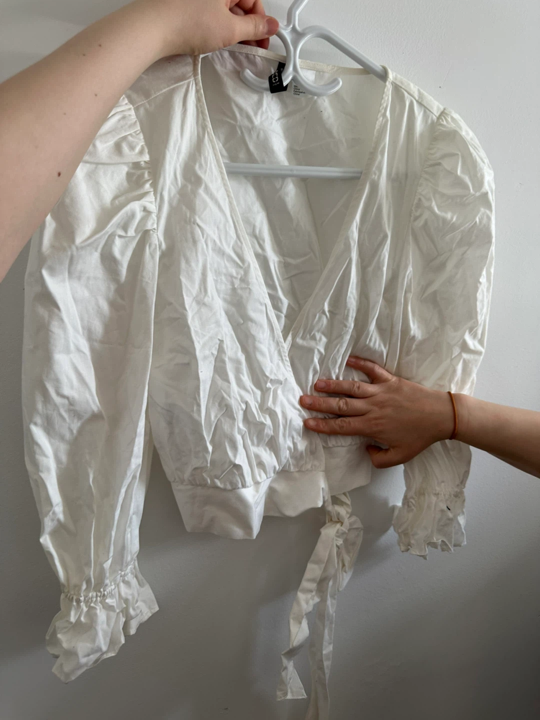 H&M Divided White Wrap Blouse XS needs ironing
