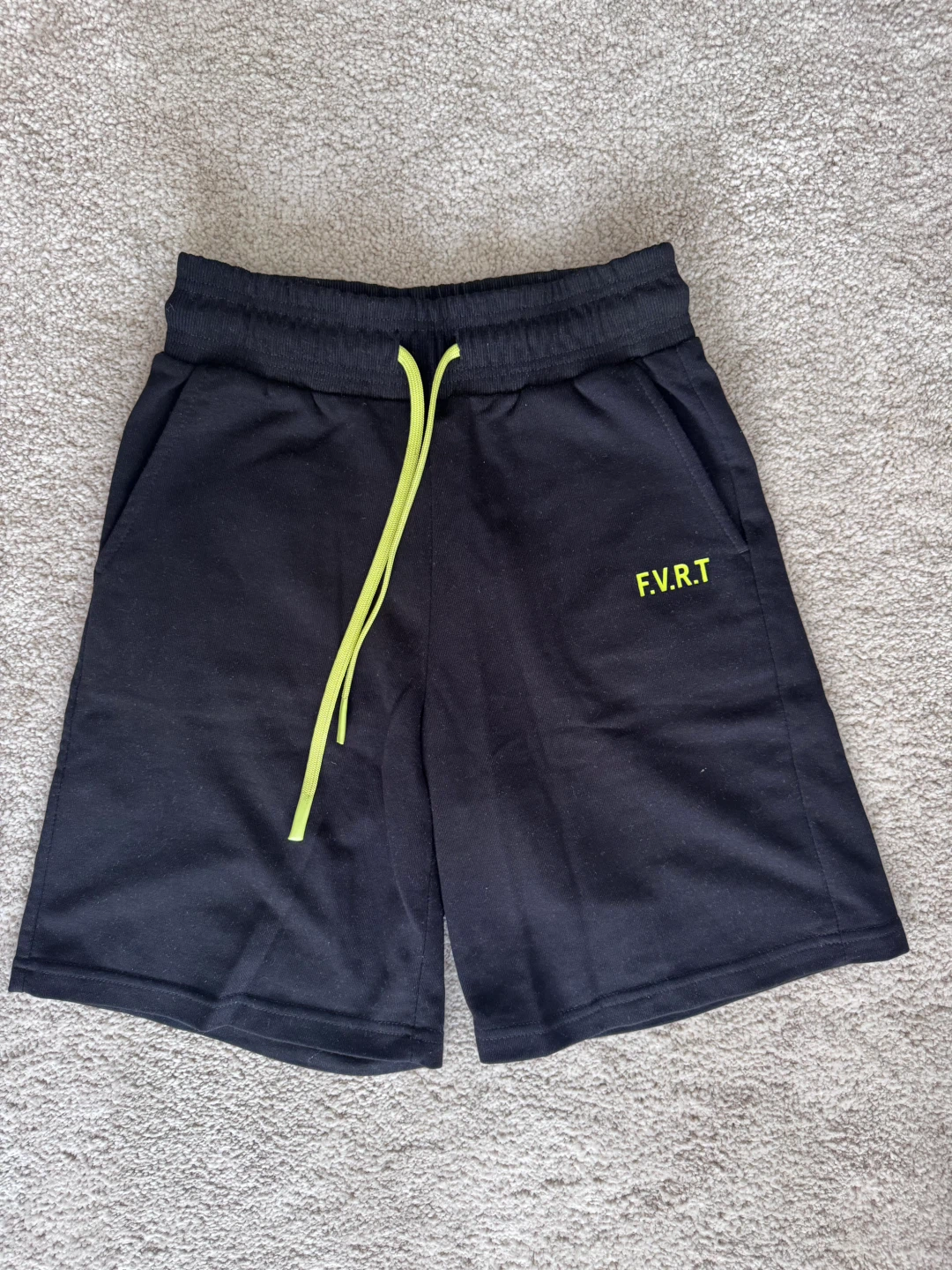 Black F.V.R.T. Sweat Shorts with Drawstring