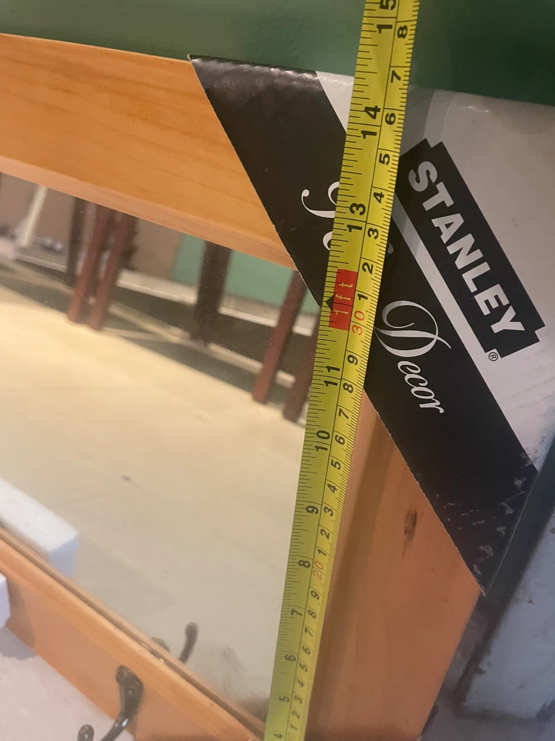 Stanley Home Decor Wood Framed Mirror with Hooks - photo 4