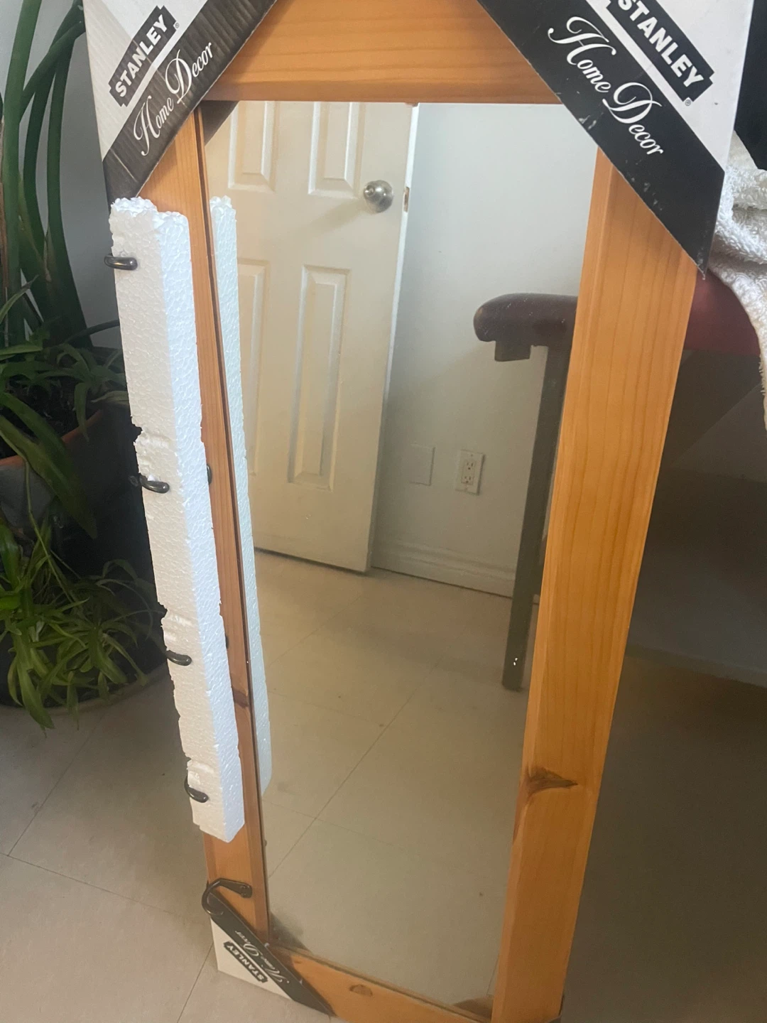 Stanley Home Decor Wood Framed Mirror with Hooks