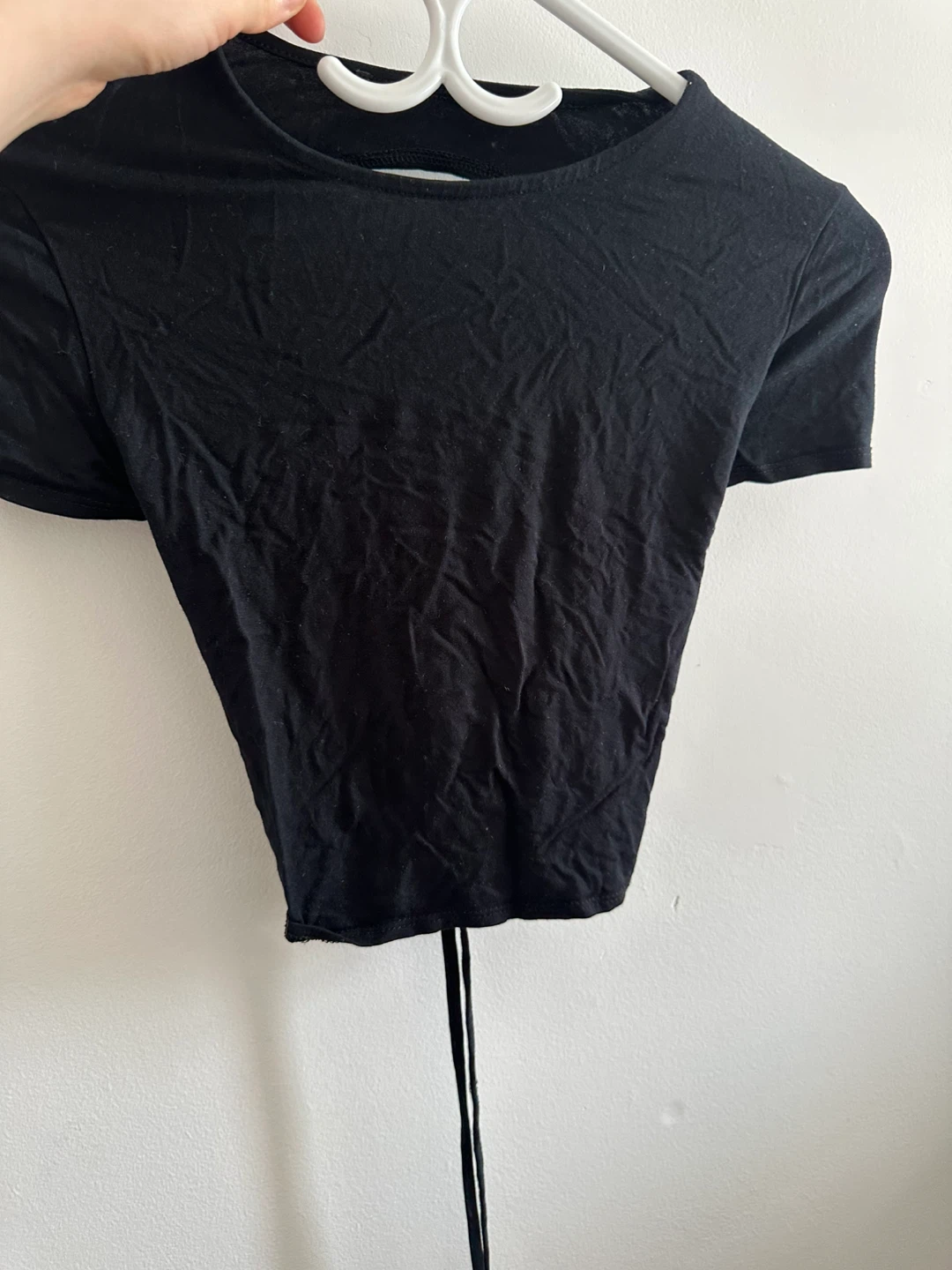 Black Lace-Up Crop Top - photo 2
