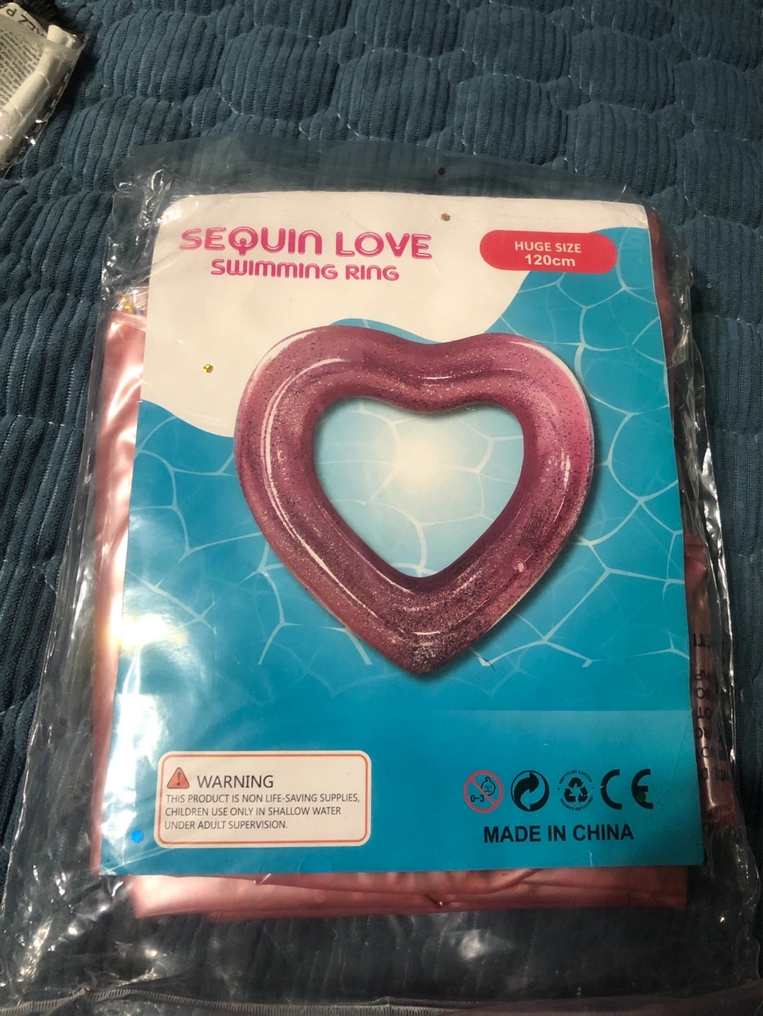 New-Sequin Love Heart Swimming Ring - Huge Size 120cm - photo 3
