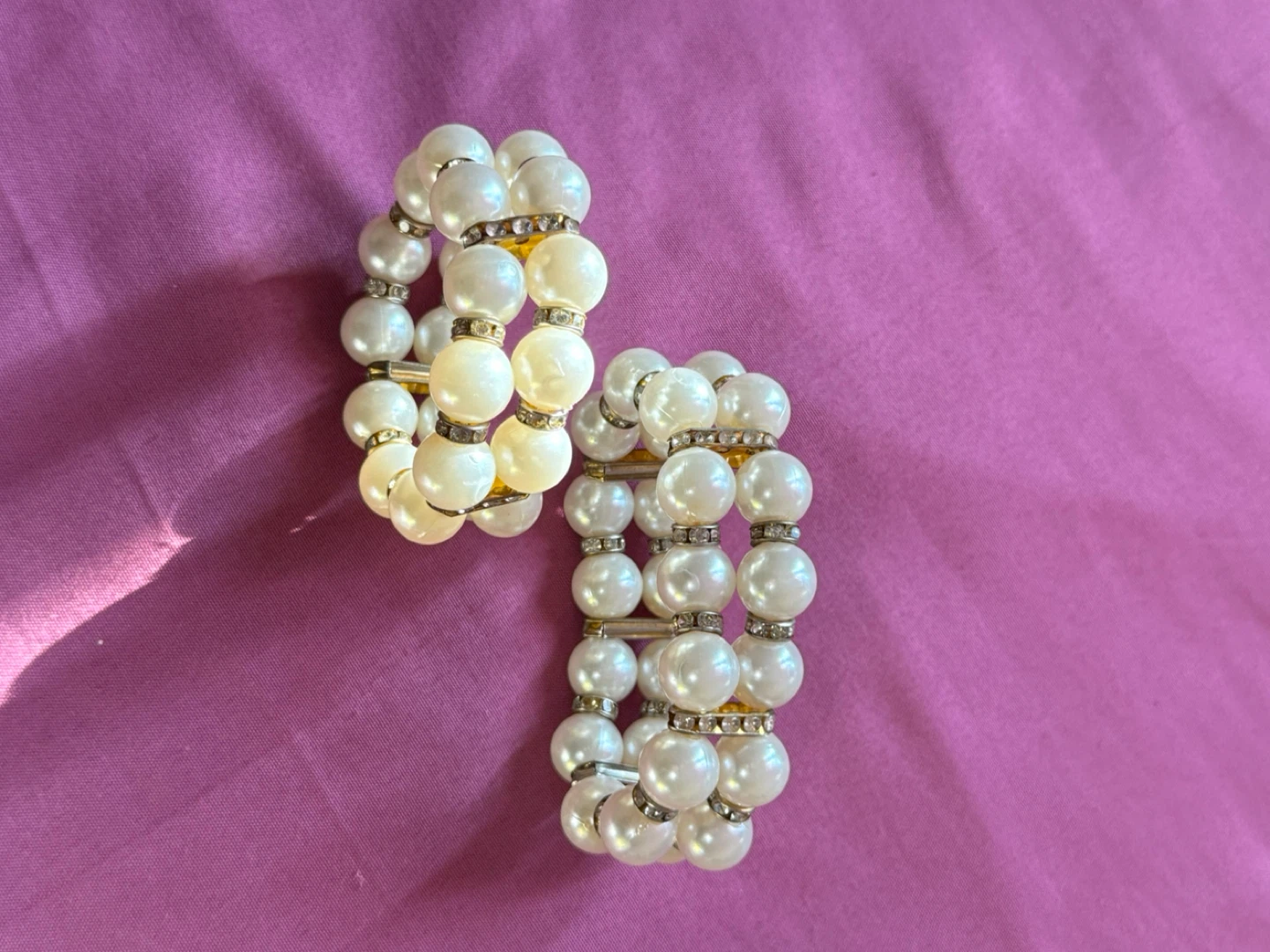 Set of 2 Faux Pearl Bracelets with Rhinestones - photo 3