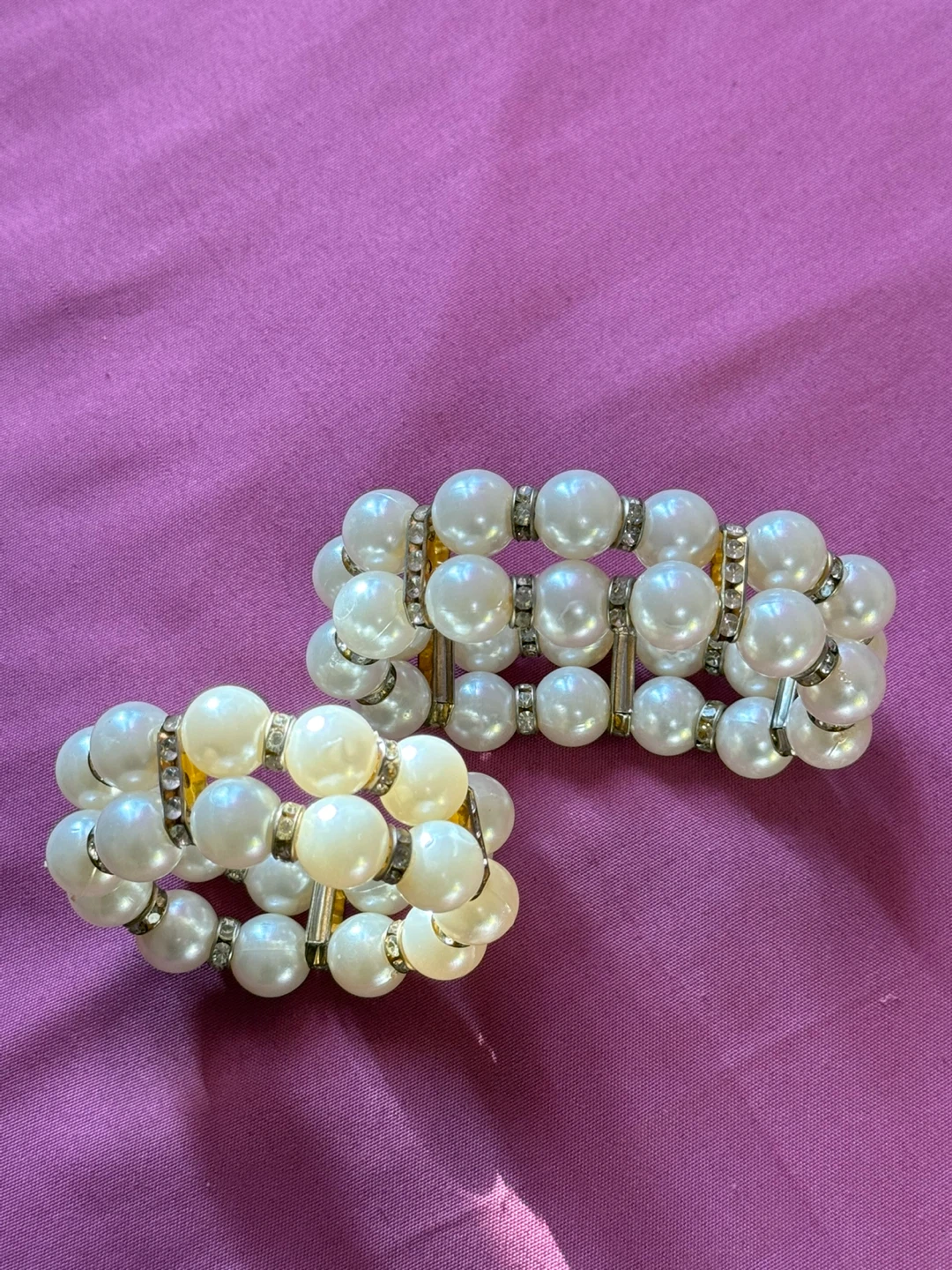 Set of 2 Faux Pearl Bracelets with Rhinestones - photo 4