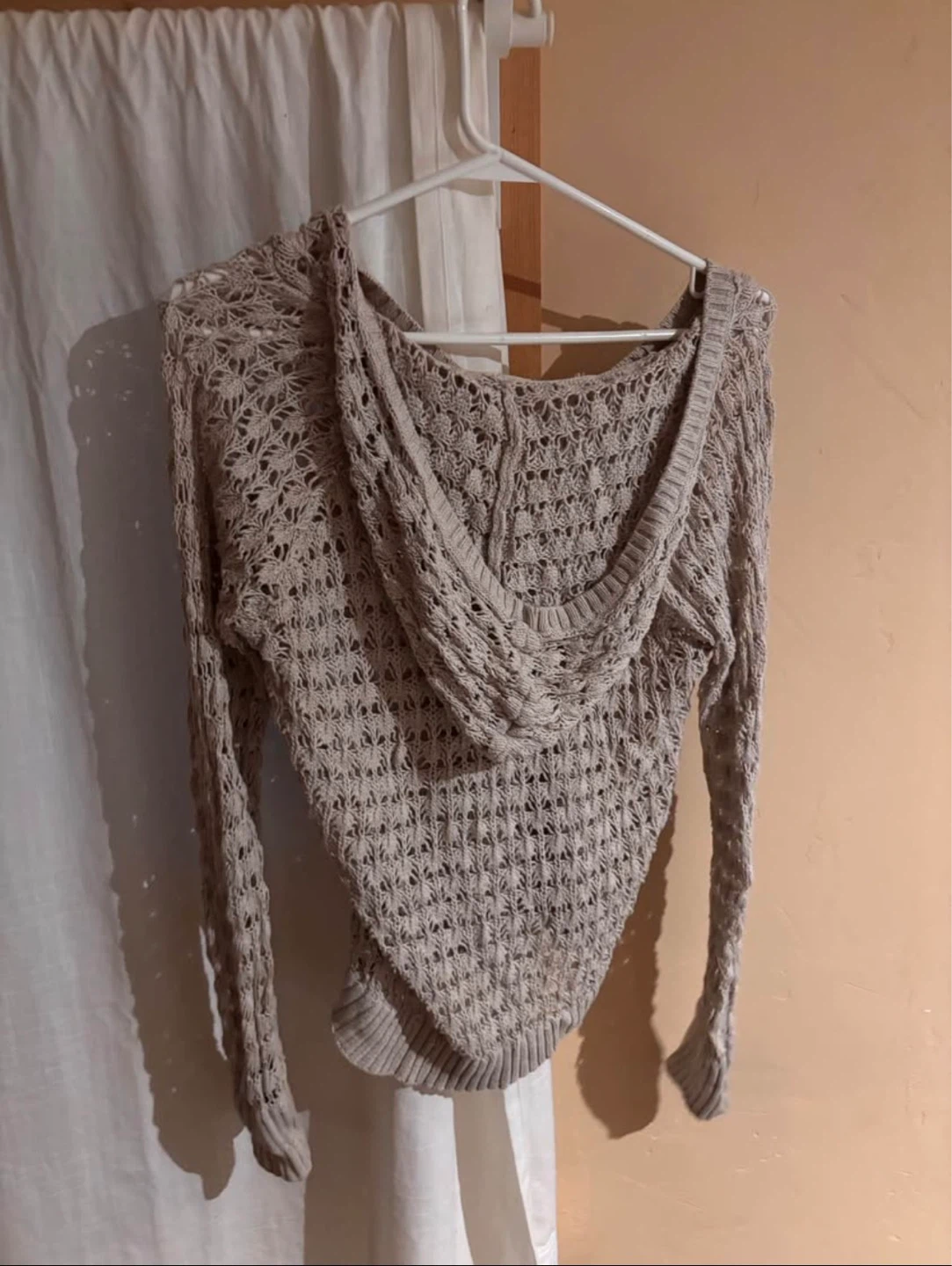 Garage Beige Crochet Hooded Sweater - photo 3