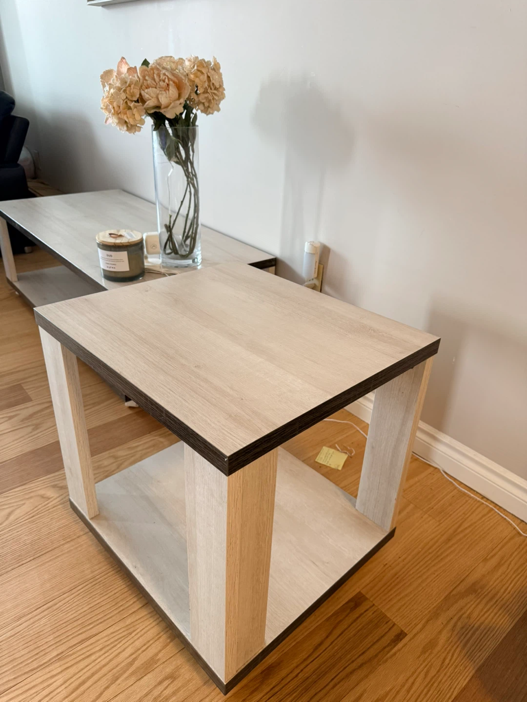 Light Wood Coffee and End Table with Shelf - photo 4