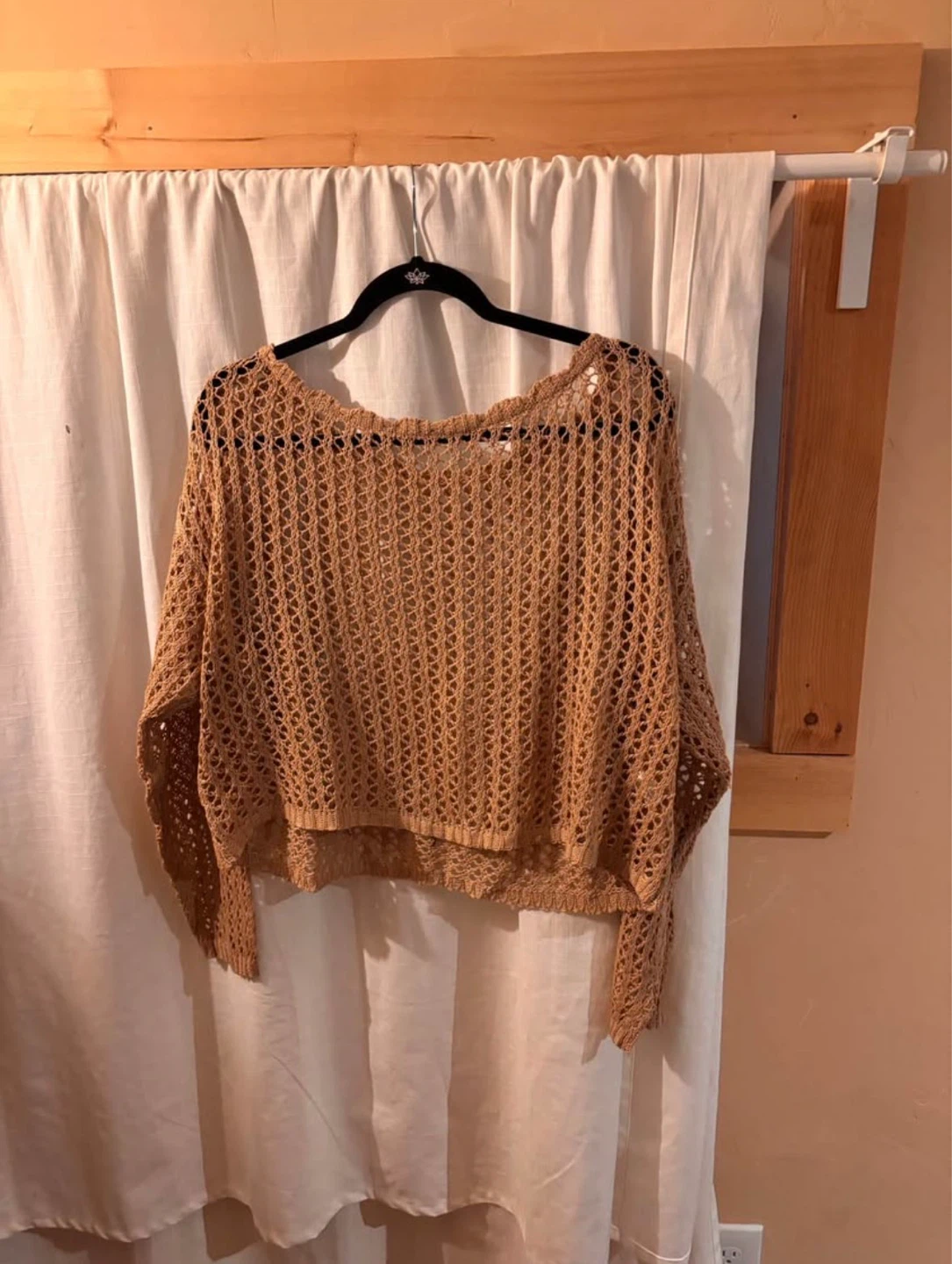 Brown Crochet Knit Sweater