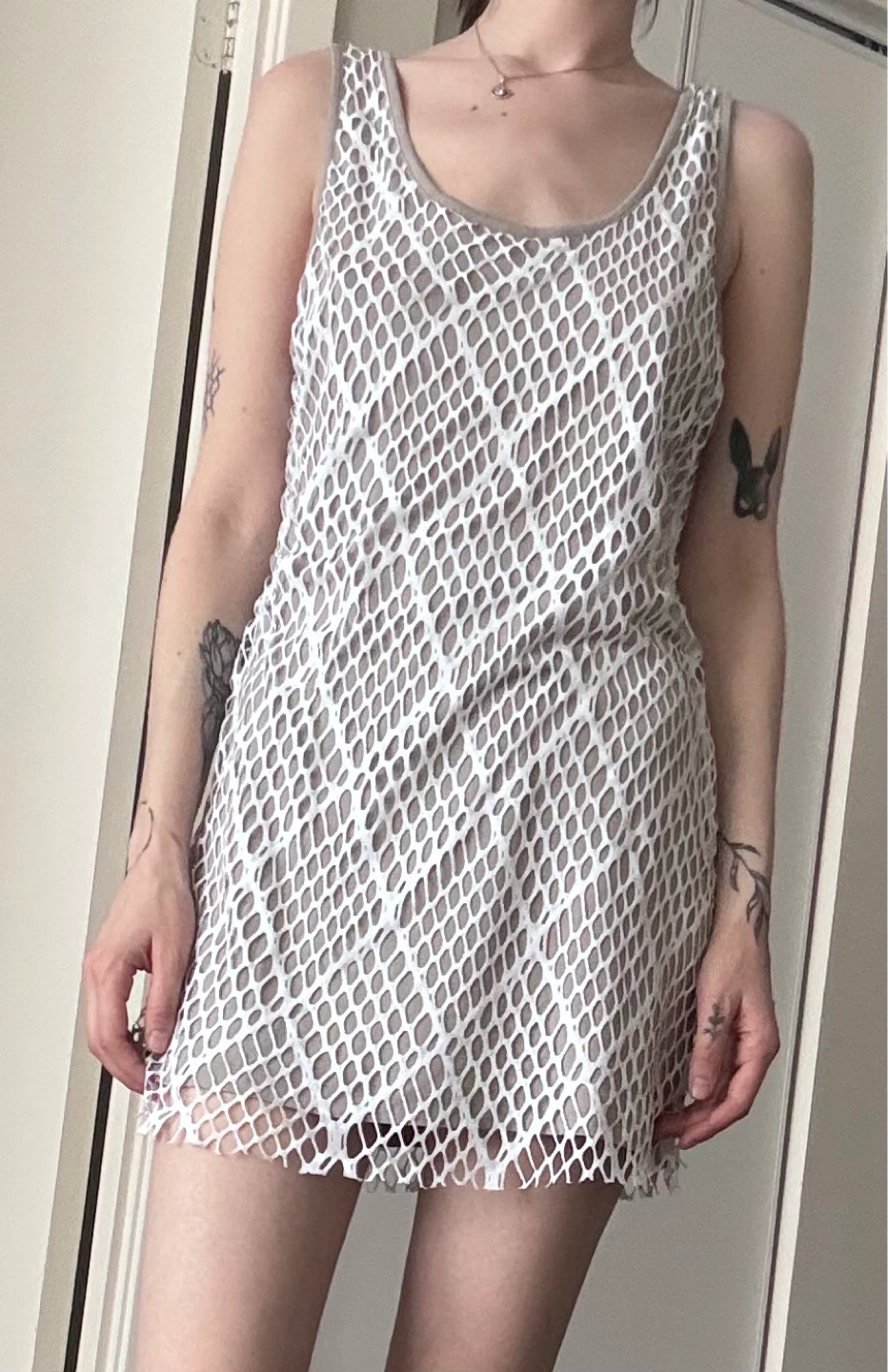 White Fishnet Mini Dress - photo 2