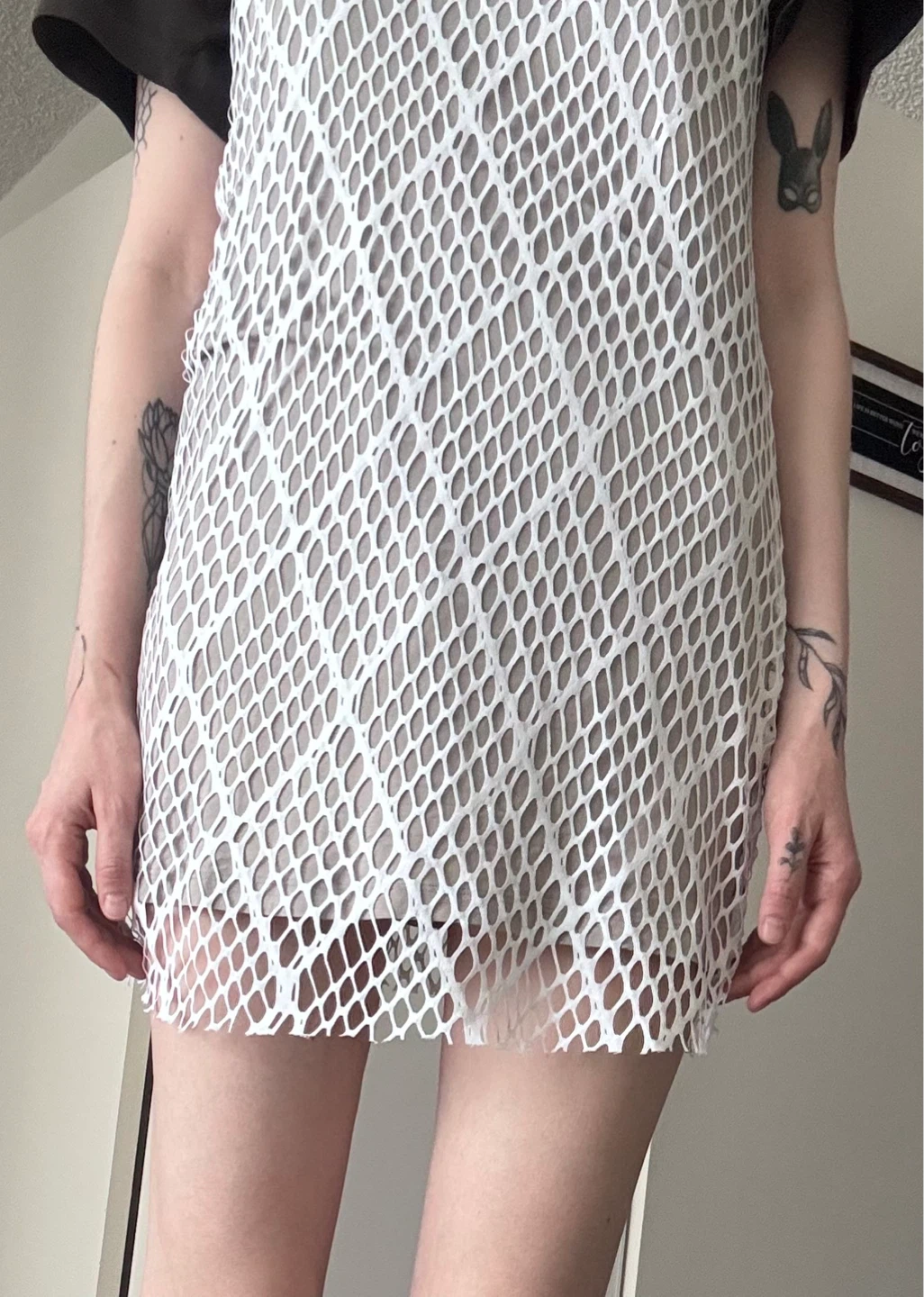 White Fishnet Mini Dress - photo 3