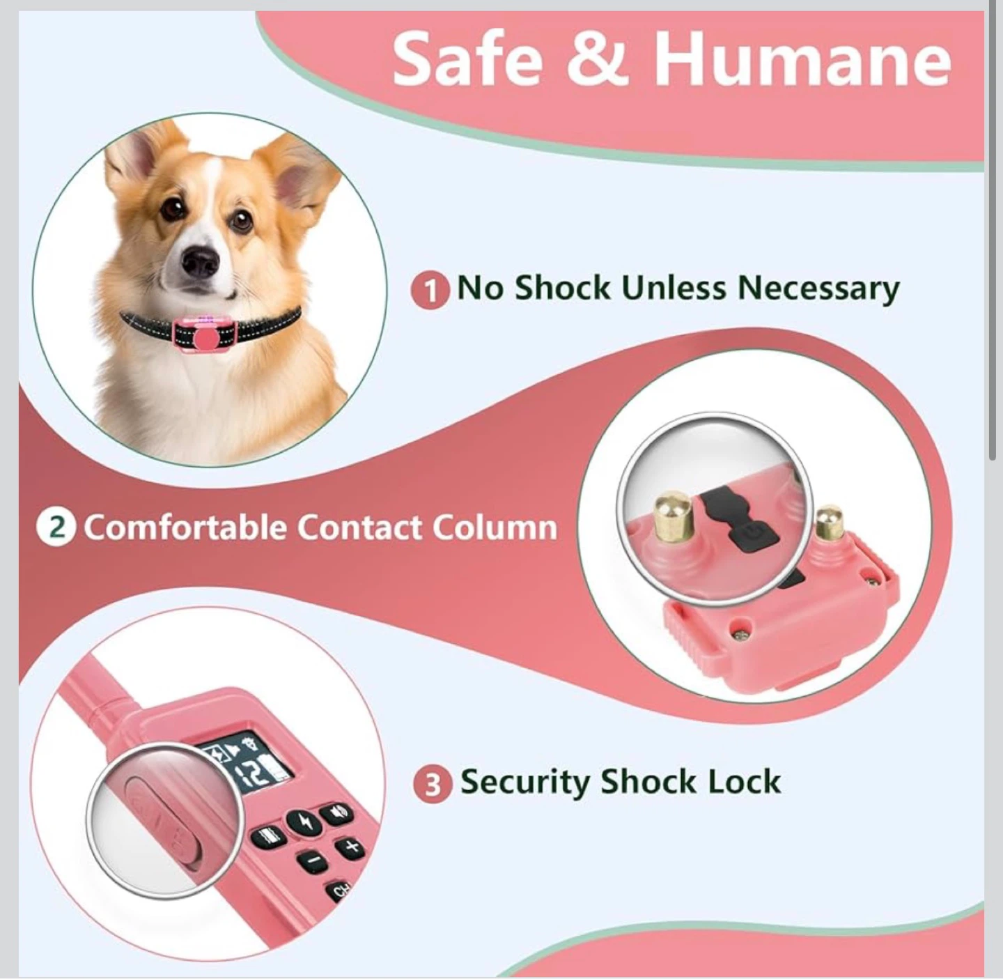 FASHILEAD Pink Dog Training Collar, 2000ft Range, Waterproof - photo 4