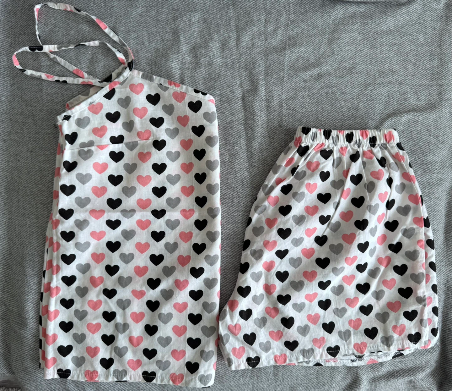 Women's Heart Print Pajama Set - Tank Top & Shorts